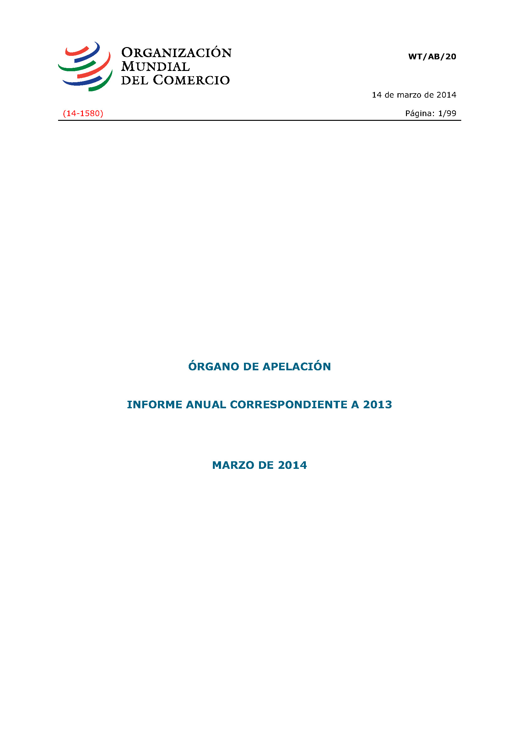 image of Informe anual del ógarno de opelación por 2013