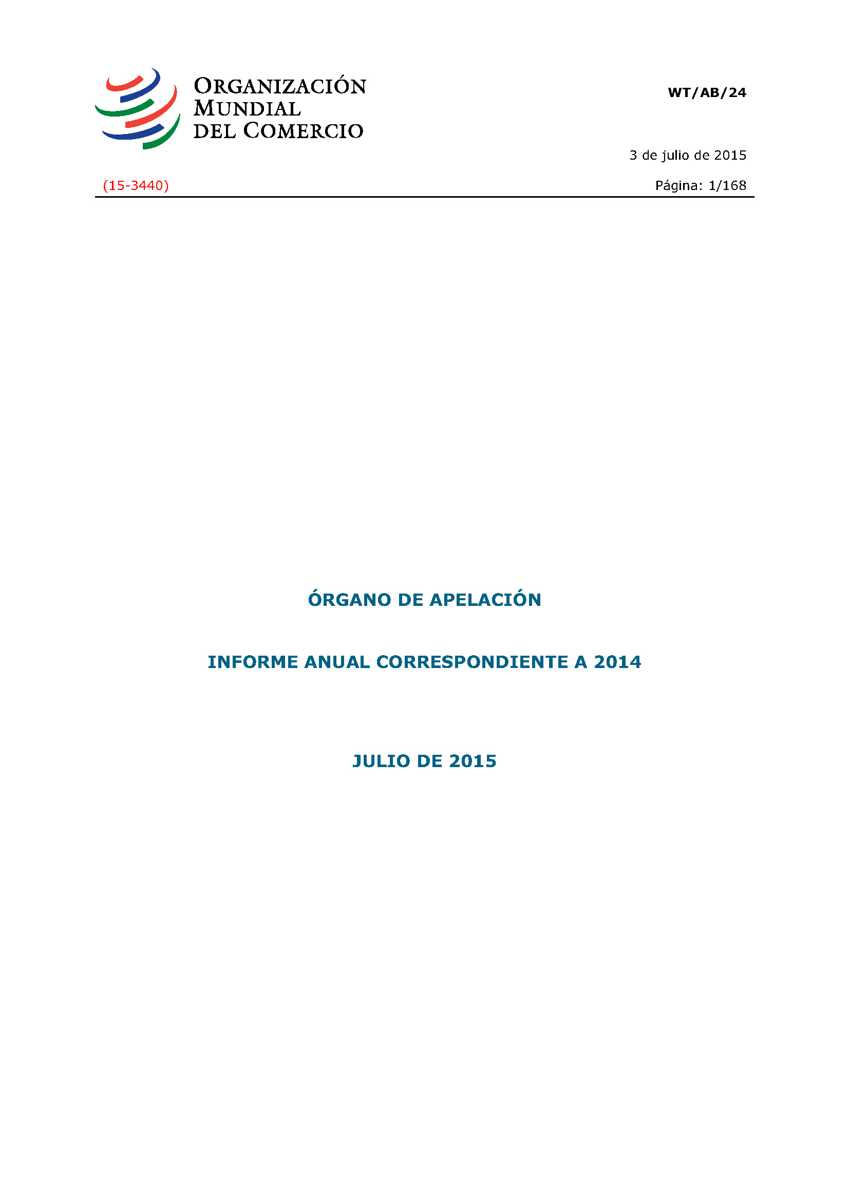 image of Informe anual del ógarno de opelación por 2014